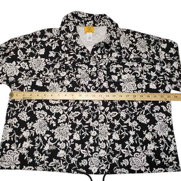 Ruby Rd Womens White Floral Jacket Plus Size 14 Stretch, Lightweight, Pockets - Picture 9 of 11